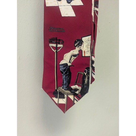 Norman Rockwell Other - Norman Rockwell Necktie Mens OS Burgundy Saturday Evening Post Silk Art Tie